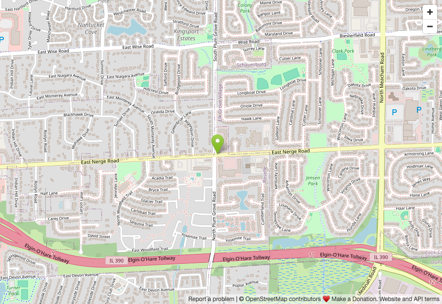 Map showing 820 E Nerge Rd in Roselle, Illinois